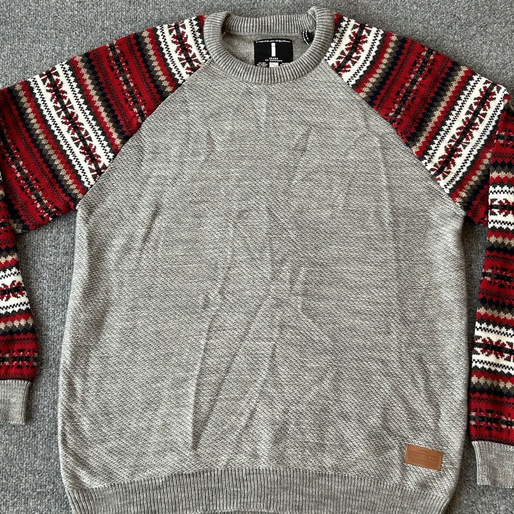 I Jeans By Buffalo Sweater Mens XXL Grey Knit Wool Blend Holiday Christmas New